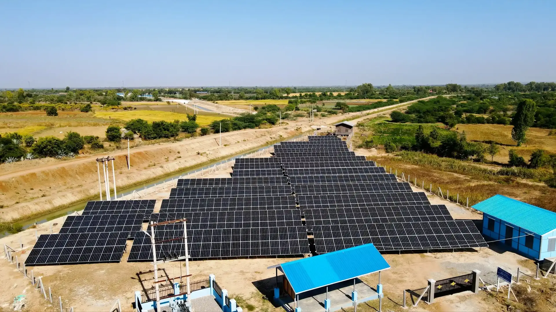 Aerial view of a solar project site in Myanmar