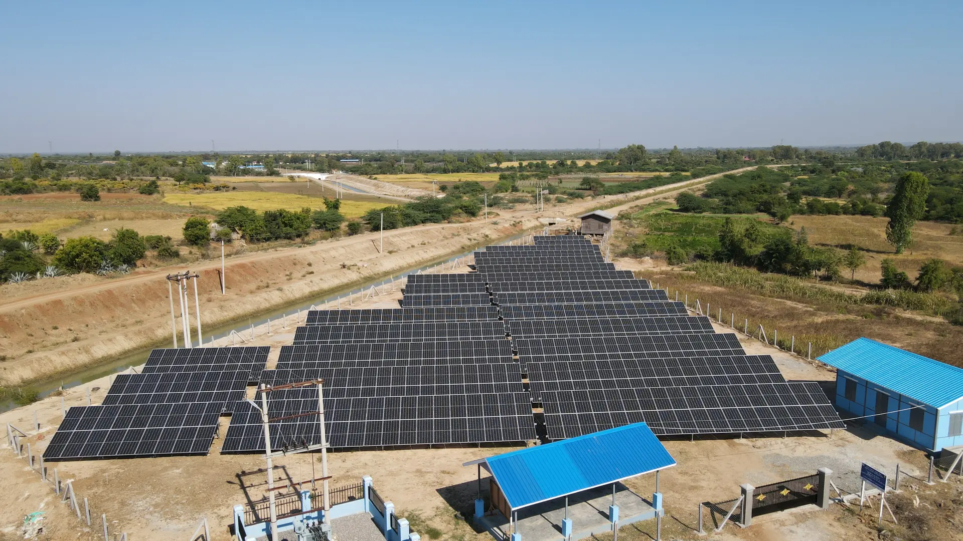 Aerial view of a solar project site in Myanmar